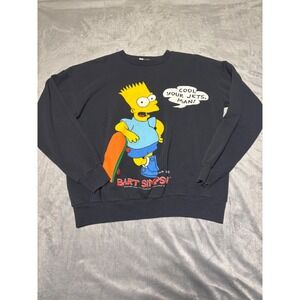 SSI Mens Size L Black Bart Simpson Crewneck Cool Your Jets Crewneck 1990